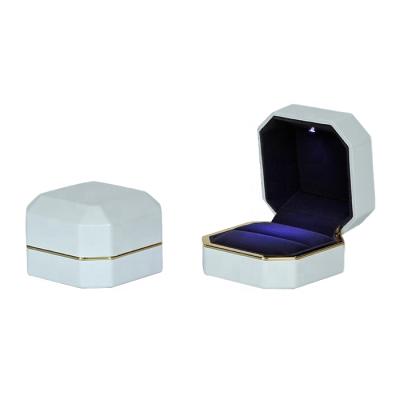 China Fashionable LED painting white jewelry packaging bracelet ring small octagonal baking box for jewelry gift box for sale