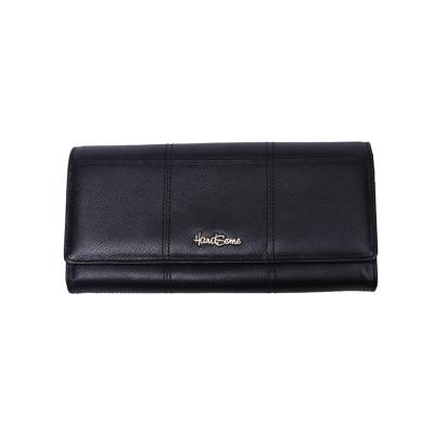 China Fashion Custom Black Zipper Anti Theft Long Clip Genuine Leather Wallet Women for sale