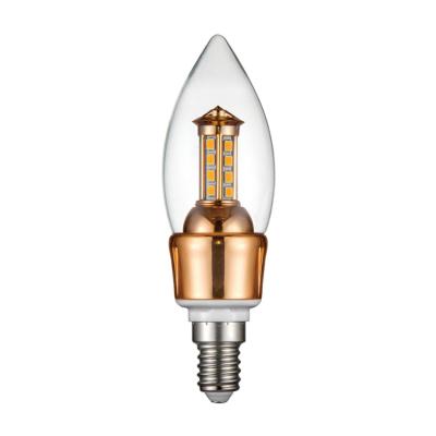 China Residential RA 90 Replacment E14 5W Indoor Aluminum Gold Chandelier Lighting Glass Candle Led Bulb Lights for sale