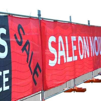 China Custom Outdoor Hanging Promotion Advertising Printing Flag Fabric Polyester Fence Mesh Banner for sale