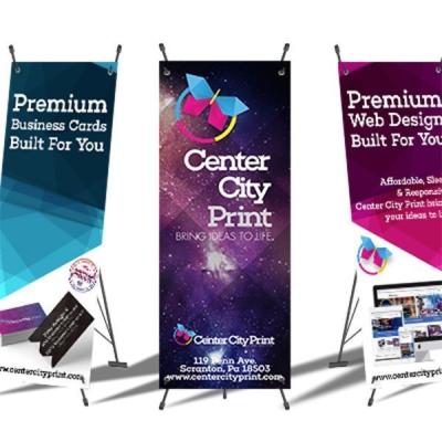 China Custom Outdoor Trade Show Adjustable Flex Display Aluminum Tripod X Logo Banner Stand Stable for sale