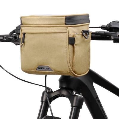 China Reflective logo WHEEL UP Mini Shoulder Bicycle Basket Front Storage Bag Handbag with Detachable Shoulder Strap For Bike for sale