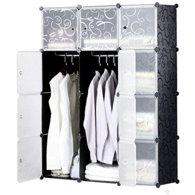 China Viable portable 12-Cube cabinet, plastic wardrobe with doors and 2 hangers - deeper than normal cubes (14inch vs 18inch) for large space for sale