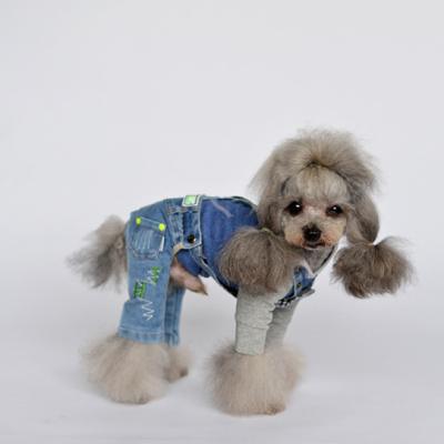 China Viable Hot Sale Pet Clothes Fashion Denim Pants Puppy Pet Fashion Pants Dog Jeans Poodle Wear Amazon Wholesale Embroidered Lattice Pants for sale