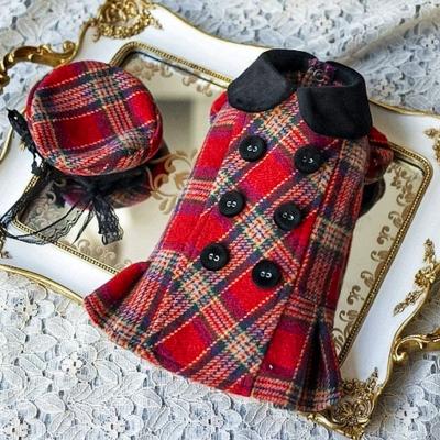 China TaniWina Viable Classic Scottish Red Dress Suit Pet Costume for sale