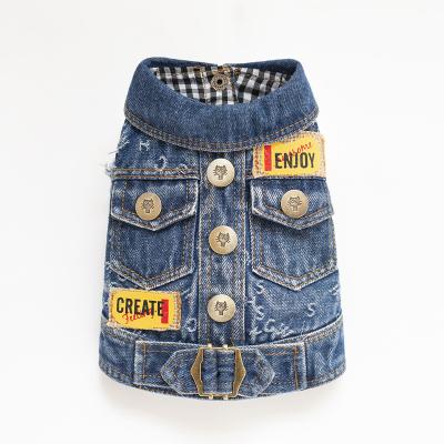 China Durable High Quality Classic Medium Small Pet Puppy Clothes Dog Denim Vest Pet Jeans for sale