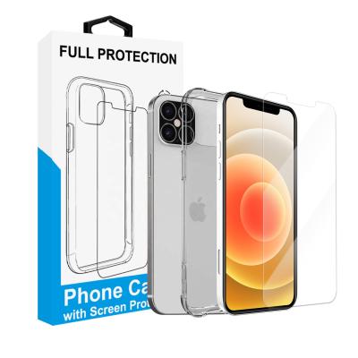 China 2.5D Tempered Glass Screen Protector For iPhone 11 12 360 Degree Clear Shockproof Case With 3D Tempered Glass Screen Protector for sale