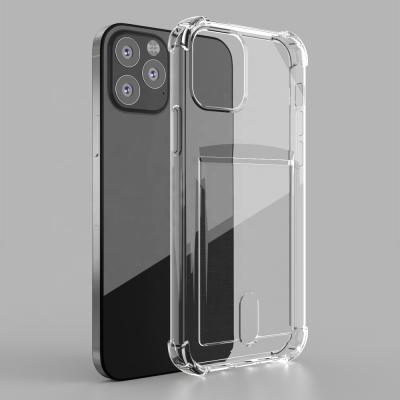 China Luxury Transparent Color Cell Phone Card Slot Case Cover Custom Protective Shockproof Proof For Iphone 12 pro max for sale