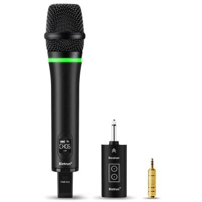 China Rechargeable Handheld Microphone Bietrun UHF Wireless Microphone with BT, 168ft Range, 7H Working Time, 1/4Output, Handheld Dynamic MIC Metal for sale