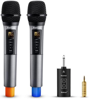 China UHF Portable Handheld Karaoke Microphone Dynamic Microphone System with Rechargeable Receiver Wireless Microphone with Echo, Treble, Bass for sale