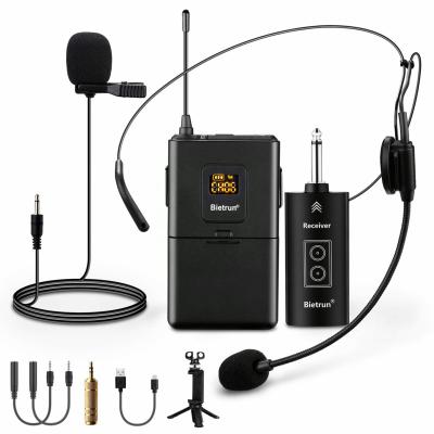 China Wireless Headset Microphone UHF Microphone System with Lavalier MIC / Headset Mic Wireless Mic with 1/8