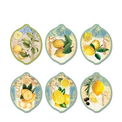 China Free Sample Lemon Printing Decorative Ceramic Pot Pad Pad Dish Posavasos Sustainable Restaurant Ceramic Pot Coasters for sale