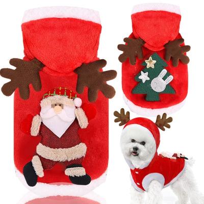 China Stocked OEM Navidad Hoodie Clothes Soft Comfortable Winter Pet Hoodie Ropa Para Perros Dogs Clothes Christmas Gift Polyester Clothes for sale