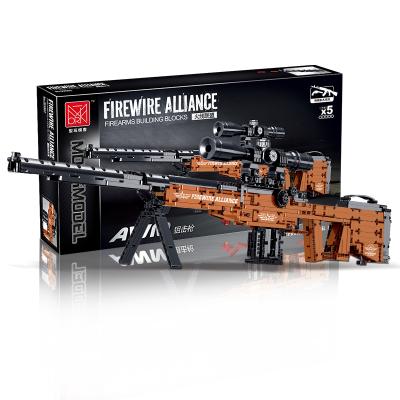 China MORK 051002 DIY Firewire Alliance AWM Eco-friendly Material Sniper Rifle Toys Plastic Building Block Toys For Children for sale