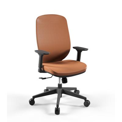 China Best Design Office Ergonomic Brown Chair Mid Back Executive Leather Swivel Computer Chair Rotation Chair for sale