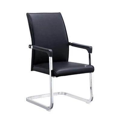 China Factory Price Mid Back Ergonomic Black Leather PU Staff Office Cooling Chair For Training Room for sale