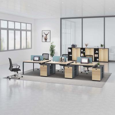 China Contemporary Northern Europe Simple Design Office Wooden Workstation for 2-6 People Office Workstation Open Sets for sale