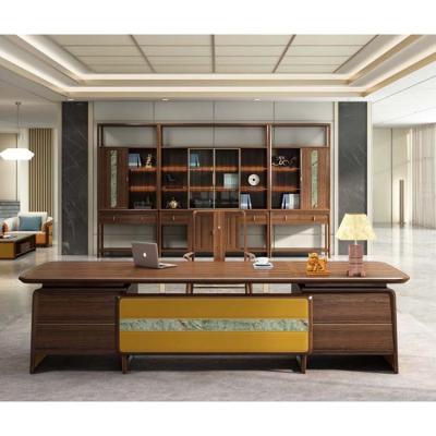 China Modern Luxury Design High Glossy L Shape Wood Color Manager's Office Convertible Office Factory Supply Executive Desk for sale