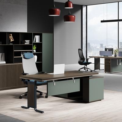 China North American Furniture Melamine Walnut Walnut Panel Manager Convertible Modern L Shaped Boss Office Executive Desk for sale