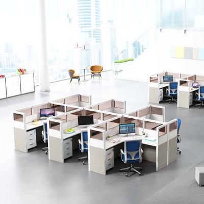 China 4 Person Workstations 4 Person Computer Desk Table MDF Office Contemporary Open Modular Office Partition Staff Office for sale