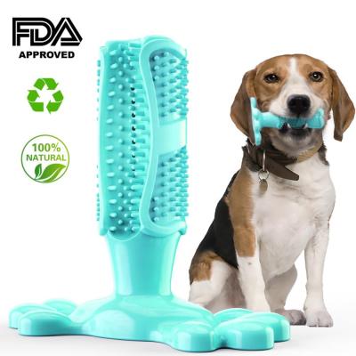 China Sustainable Pet Toothbrush Chewing Toy Best Teeth Cleaning Massager Natural Rubber Cleaning Toy for sale