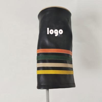 China New Style Durable Leather Barrel Tube Shape Golf Driver Headcover Fleece Lining 460cc Custom Embroidery Logo Head Covers for sale