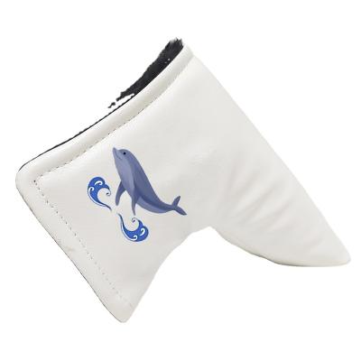 China Factory Price Durable PU Leather Embroidery Printed Logo Golf Headcover Customized Putter Main Blade Cover for sale