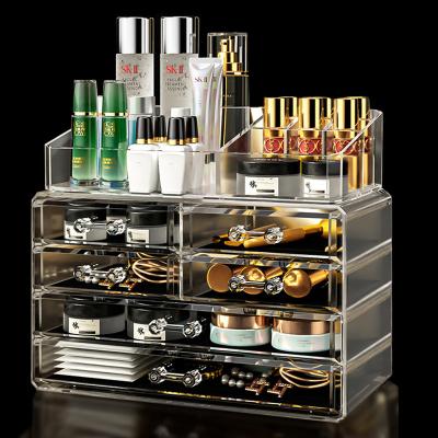 China Viable Clear Plastic Acrylic Desktop Large Capacity Stand Makeup Organizer Cosmetic Box Storage Case With Drawer for sale