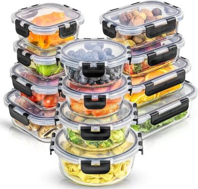 China Freshness Preservation Kitchen Meal Prep Food Bpa Free Clear Plastic Airtight Storage Container Set with Lids for Microwave Fridge for sale