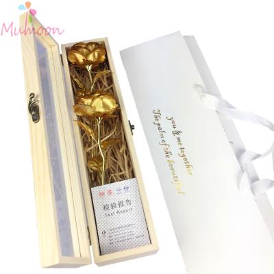 China Beautiful Colorful Artificial Flower 24k Gold Rose Flower For Valentine's Day 24k Gold Foil Rose Flower Wedding Gift With Gift Box for sale