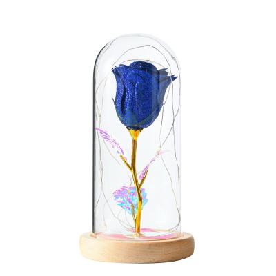 China Indor Decoration Rose Preserved Flower Rose In Heart Shape Glass Dome Rose Glass for sale