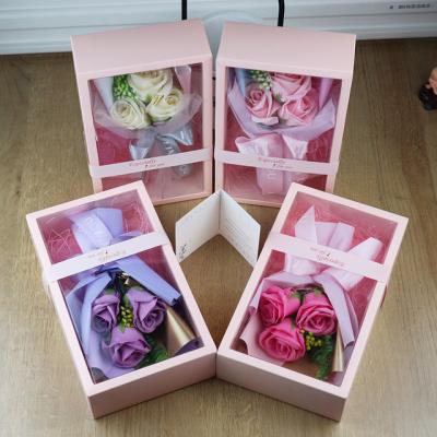 China Natural Touch Valentine's Day Christmas Gift for Girlfriend and Wife Artificial Soap Flowers Red Roses Bouquets Flowers for sale