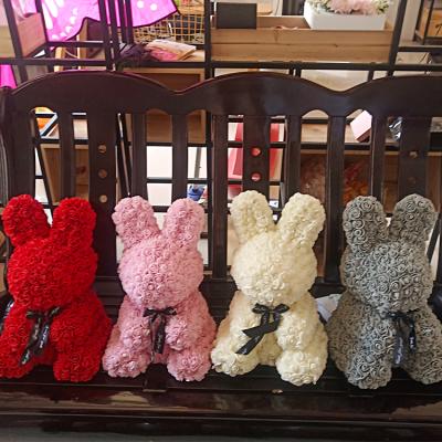 China Hot Selling Gift Rabbit Flower Artificial Rose Rose Bear Flower Rabbit For Valentine's Day Easter Gift for sale