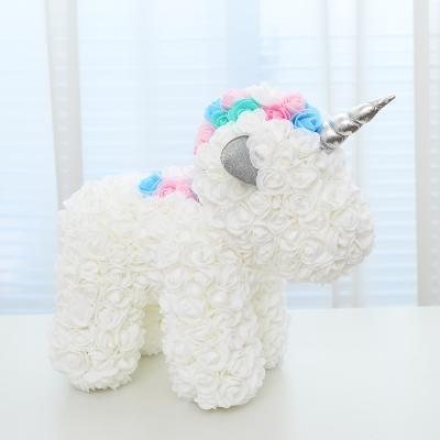 China Popular pe 2021 valentines day gift preserved roses Unicorn Foam Foam Unicorn for sale