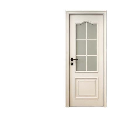 China Sound insulation entrance lux style wholesale price modern simple design pvc finished interior wooden glass door for sale