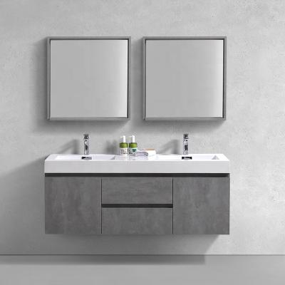 China Modern Wall Hung Bathroom Double Sink Living Room MDF Cabinet With Wash Hand Basin 60