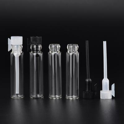 China Mini Personal Care MUB 1ml 2ml Sample Test Tube Glass Bottles With Stick Plastic Sample Glass Vials With Paper Card for sale