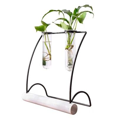 China Factory direct sale test tube vase glass container of old contemporary single wrought iron hydroponic vase for sale