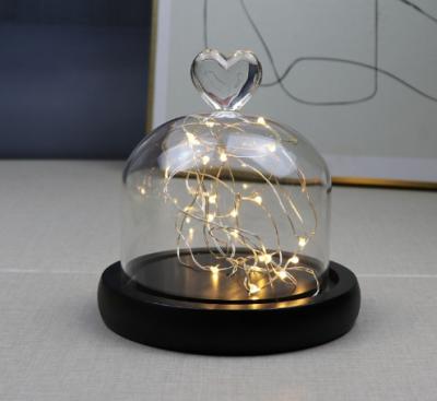 China Europe Wholesale Glass Dome LED Mini Clear Glass Dome Wedding Gift Medium Glass Dome For Bedroom Decoration for sale