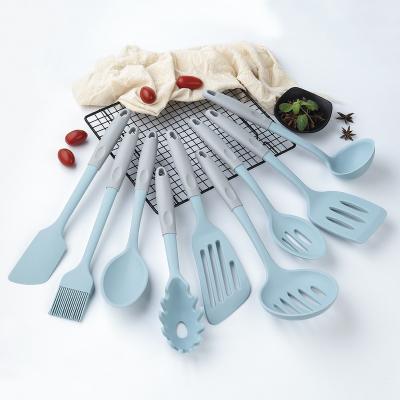 China Amazon Sustainable Hot Sale Wholesale 9 Pieces Silicone Cooking Utensils Set Cooking Heat Resist Silicone Cookware Set for sale