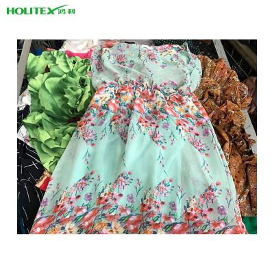 China Used Clothes Supply Fashion Used Clothing For Loose Ladies Silk Dress for sale