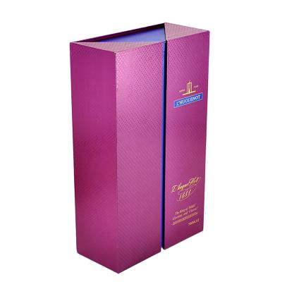 China Recycled Rose Gold Blue Wine Bottle Packaging Gift Box High Quality Paper Materials Size Custom Large for sale