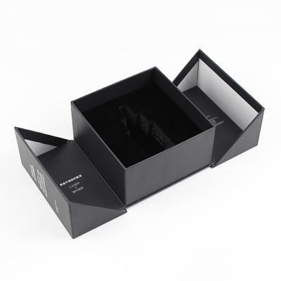 China Recycled Materials Customize Unique Magnetic Luxury Premium Rigid Cardboard Closure Double Door Design Wine Gift Box Packaging Set for sale