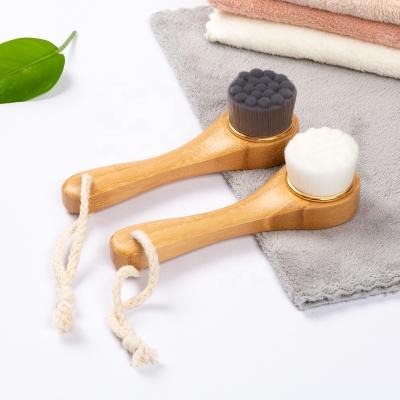 China Skin Face Massager Cleansing Face Sweeps Soft Nylon Exfoliating Bamboo Dry Brush Facial Cleansing Brush Face Detergent for sale