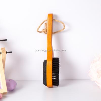 China Natural Combo Sisal Brush and Pumice Stone Clean Wood Horny Foot Brush Bamboo Handle Exfoliate Pedicures for sale