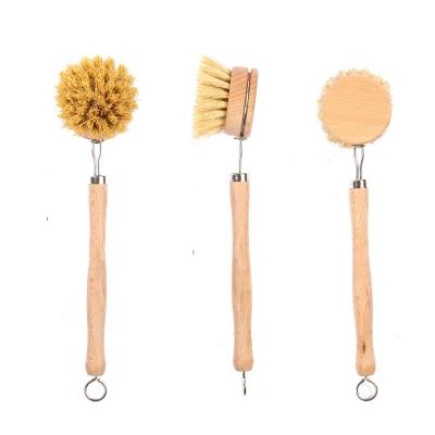 China Tampico Sustainable Bamboo Wood Handle Bamboo Wooden Handle Pot Dish Cleaning Kitchen Cleaning Brush Kitchen Dish Brush House Natural 100 pcs for sale