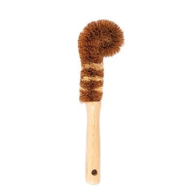 China Bamboo Cup Washing Brush Coconut Palm Cup Cleaning Brush Kitchen Cup Brush Coconut Cup Brush Long Handle Cleaning Brush for sale