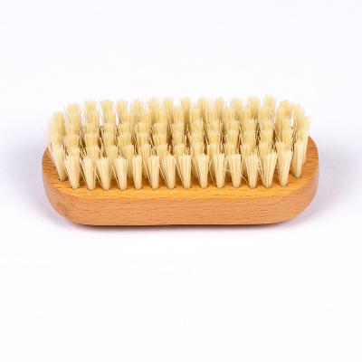 China Custom Natural NAIL Logo Beech Wood Double Sided Boar Stiffen Hand Nail Scrub Cleaning Brush For Fingernail or Toenail for sale