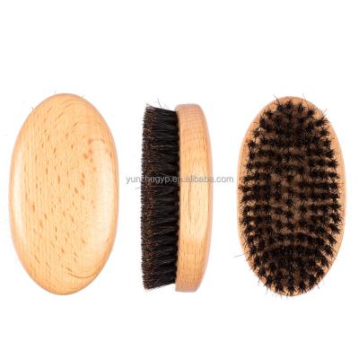 China Wooden Shaving Brush Beard Combs Beech Handle Natural Boar Bristle Beard Men's Beard Brush for sale