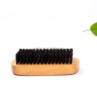 China Customizable LOGO Beech Wood Handle Boar Bristle Beard Comb Hair Brush Beard Dust Cleaning Brush Shaving Brush for sale